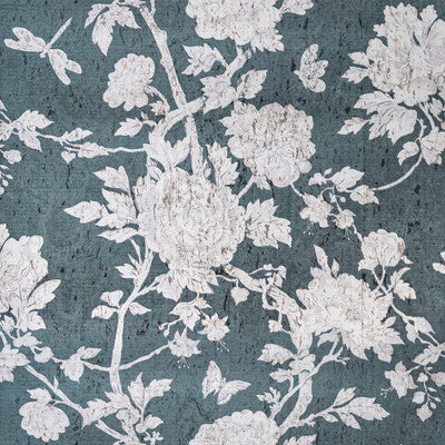 Les Pivoines - Teal By Brunschwig & Fils | Les Ensembliers Wallcoverings | Botanical & Floral Wallcovering Print