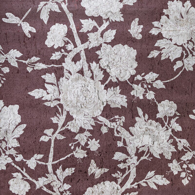 Les Pivoines - Wine Plum By Brunschwig & Fils | Les Ensembliers Wallcoverings | Botanical & Floral Wallcovering Print