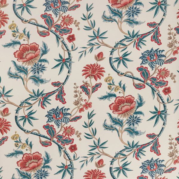 Veronique - Blue Multi By Brunschwig & Fils | Louverne Wallcoverings | Botanical & Floral Wallcovering Print