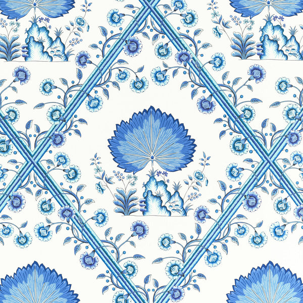 Loire - Blue By Brunschwig & Fils | Louverne Wallcoverings | Botanical & Floral Wallcovering Print