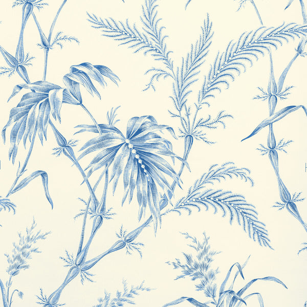 Samples and Purchasing available for Lauziere - Blue Blue By Brunschwig & Fils | Louverne Wallpapers | Botanical & Floral Wallcovering Print at Designer Wallcoverings and Fabrics