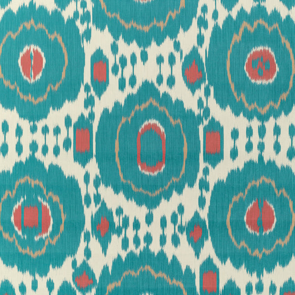 Mayenne - Aqua Turquoise By Brunschwig & Fils | Louverne Wallcoverings | Ikat/Southwest/Kilims Wallcovering Print