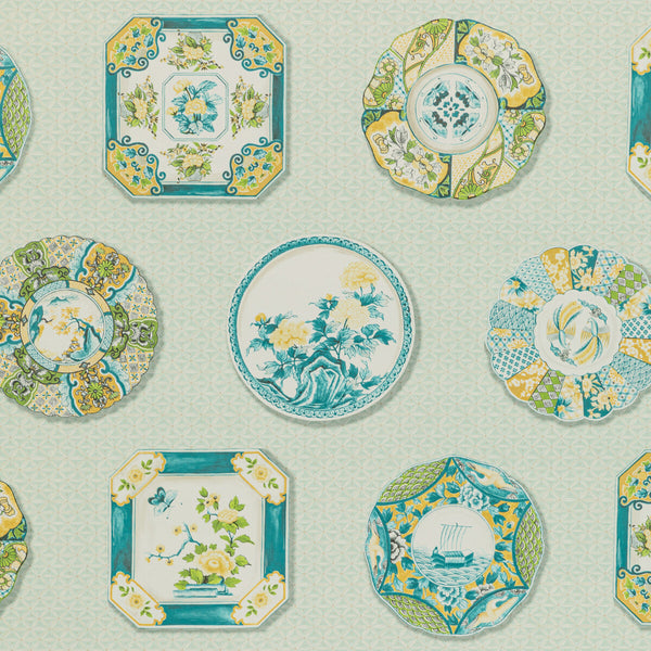 Bonchamp - Aqua Turquoise By Brunschwig & Fils | Louverne Wallcoverings | Novelty Wallcovering Print