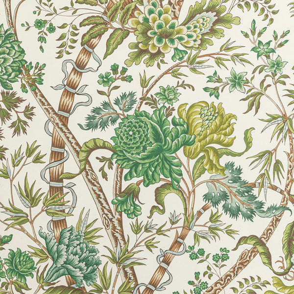 Luberon - Green/Leaf Green By Brunschwig & Fils | Manoir Wallcoverings |Botanical & Floral Jacobeans Wallcovering Print