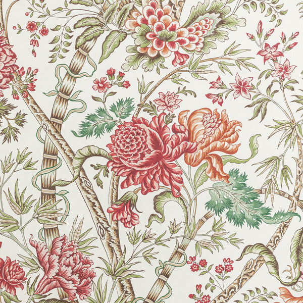 Luberon - Berry/Leaf Coral By Brunschwig & Fils | Manoir Wallcoverings |Botanical & Floral Jacobeans Wallcovering Print