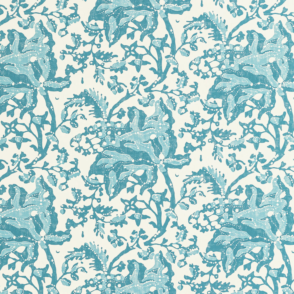 Samples and Purchasing available for Weymouth - Aqua Turquoise By Brunschwig & Fils | Manoir Wallpapers | Botanical & Floral Wallcovering Print at Designer Wallcoverings and Fabrics