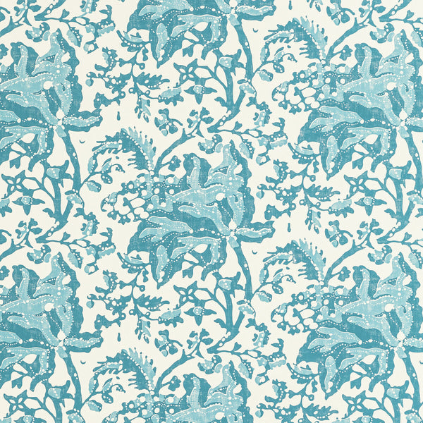 Samples and Purchasing available for Weymouth - Aqua Turquoise By Brunschwig & Fils | Manoir Wallpapers | Botanical & Floral Wallcovering Print at Designer Wallcoverings and Fabrics