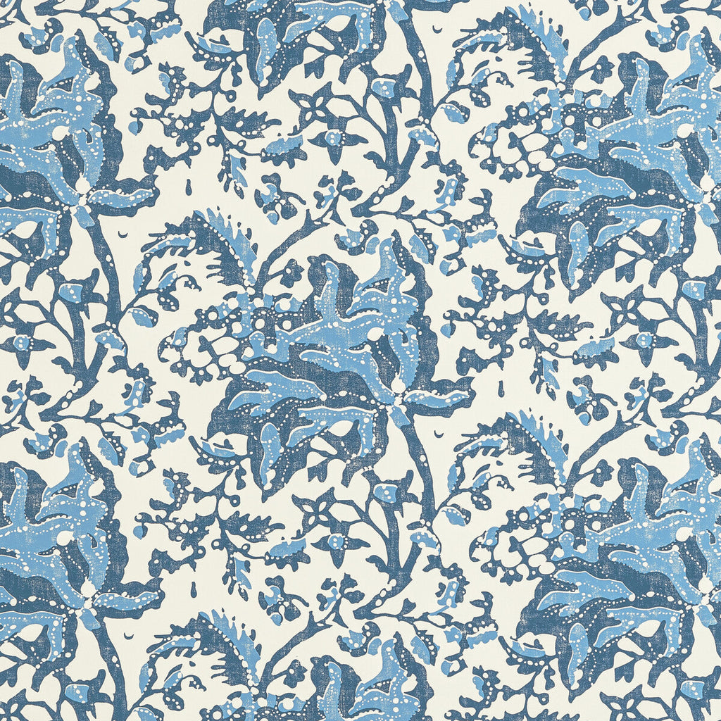 Samples and Purchasing available for Weymouth - Indigo Blue By Brunschwig & Fils | Manoir Wallpapers | Botanical & Floral Wallcovering Print at Designer Wallcoverings and Fabrics