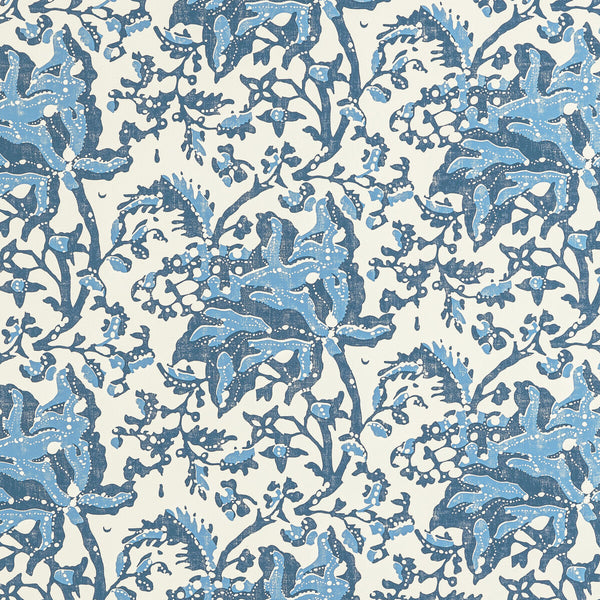 Samples and Purchasing available for Weymouth - Indigo Blue By Brunschwig & Fils | Manoir Wallpapers | Botanical & Floral Wallcovering Print at Designer Wallcoverings and Fabrics