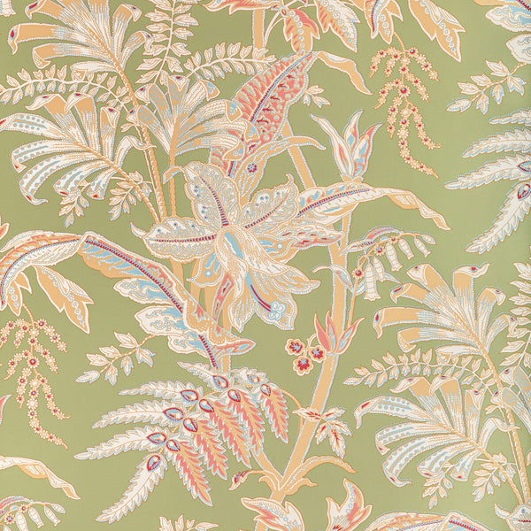 Seychelles - Leaf Green By Brunschwig & Fils | Manoir Wallcoverings |Botanical & Floral Jacobeans Wallcovering Print