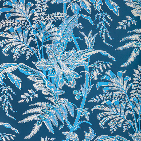 Seychelles - Navy Blue By Brunschwig & Fils | Manoir Wallcoverings |Botanical & Floral Jacobeans Wallcovering Print