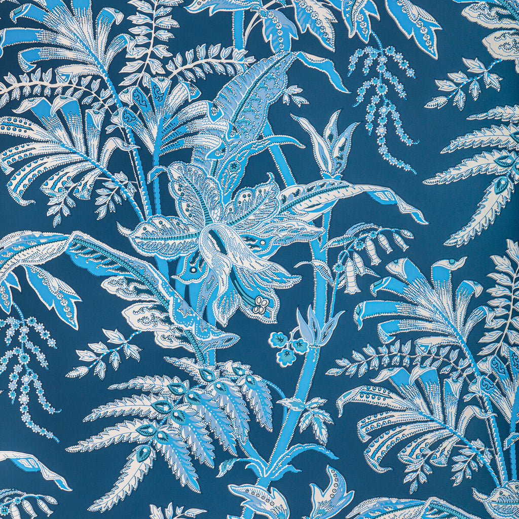 Samples and Purchasing available for Seychelles - Navy Blue By Brunschwig & Fils | Manoir Wallpapers |Botanical & Floral Jacobeans Wallcovering Print at Designer Wallcoverings and Fabrics