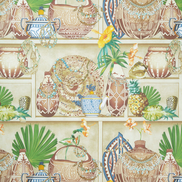 Maizan - Seaglass Beige By Brunschwig & Fils | Majorelle Wallcoverings | Novelty Wallcovering Print