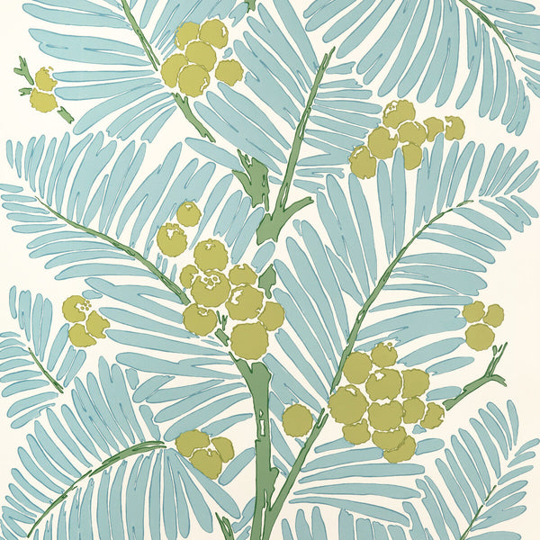 Palmar - Lake Light Blue By Brunschwig & Fils | Majorelle Wallcoverings | Botanical & Floral Wallcovering Print