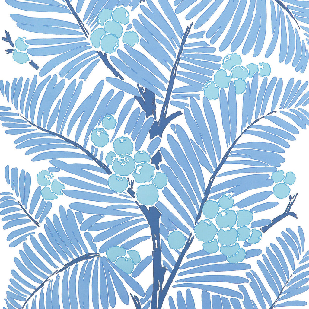 Samples and Purchasing available for Palmar - Blue Blue By Brunschwig & Fils | Majorelle Wallpapers | Botanical & Floral Wallcovering Print at Designer Wallcoverings and Fabrics
