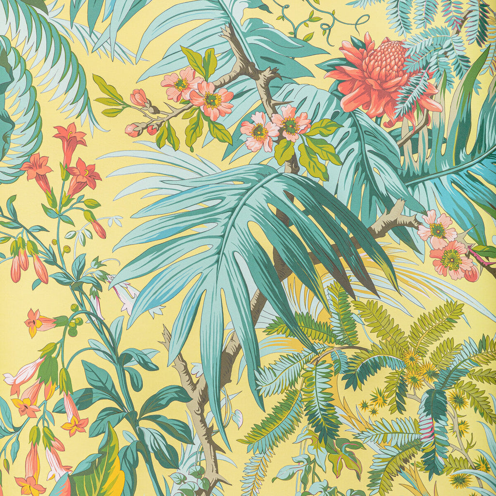 Samples and Purchasing available for Majorelle - Sun Yellow By Brunschwig & Fils | Majorelle Wallpapers | Botanical & Floral Wallcovering Print at Designer Wallcoverings and Fabrics