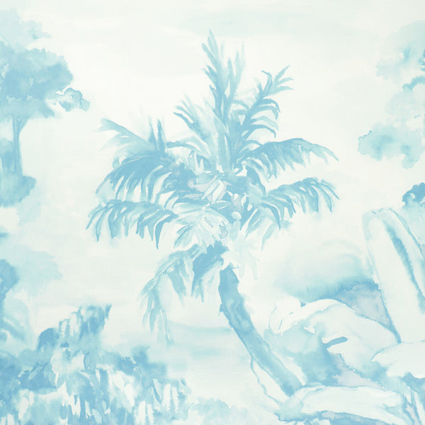 Samples and Purchasing available for Nouvelle - Aqua Turquoise By Brunschwig & Fils | Majorelle Wallpapers | Botanical & Floral Wallcovering Murals / Panels at Designer Wallcoverings and Fabrics