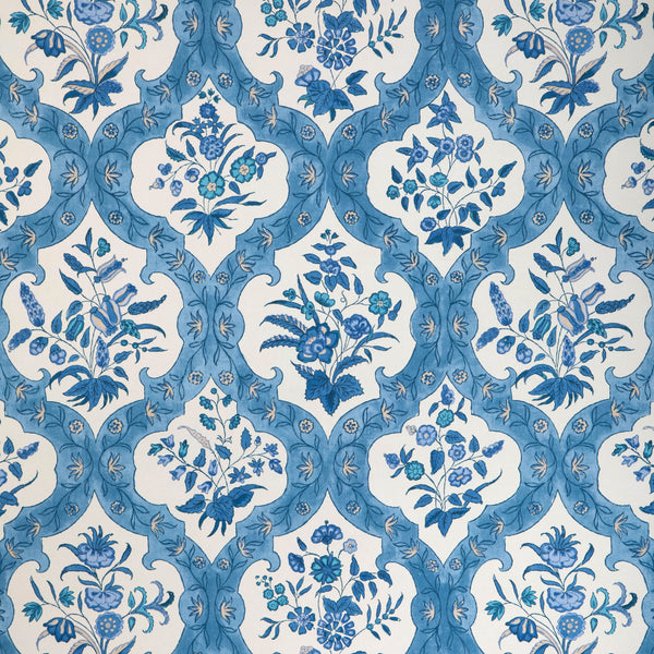 Ventoux - Sky/Blue White By Brunschwig & Fils | Cadenet Wallcoverings |Botanical & Floral Damask Wallcovering Print