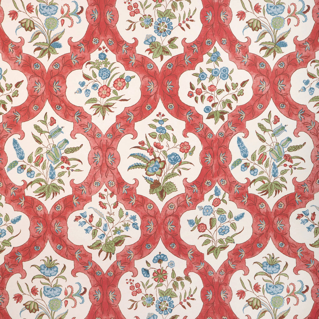 Ventoux - Red/Blue White By Brunschwig & Fils | Cadenet Wallcoverings |Botanical & Floral Damask Wallcovering Print