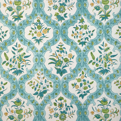 Ventoux - Aqua/Leaf White By Brunschwig & Fils | Cadenet Wallcoverings |Botanical & Floral Damask Wallcovering Print