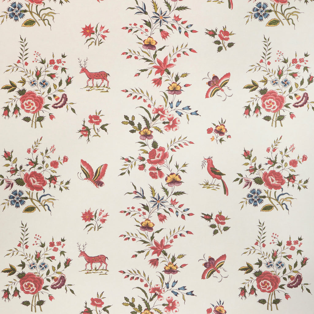 Aurel - Red/Green White By Brunschwig & Fils | Cadenet Wallcoverings |Animal/Insects Botanical & Floral Wallcovering Print