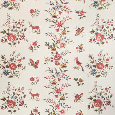 Aurel - Red/Green White By Brunschwig & Fils | Cadenet Wallcoverings |Animal/Insects Botanical & Floral Wallcovering Print