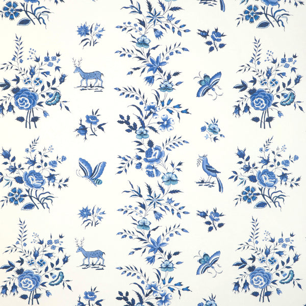 Aurel - Sky/Blue White By Brunschwig & Fils | Cadenet Wallcoverings |Animal/Insects Botanical & Floral Wallcovering Print