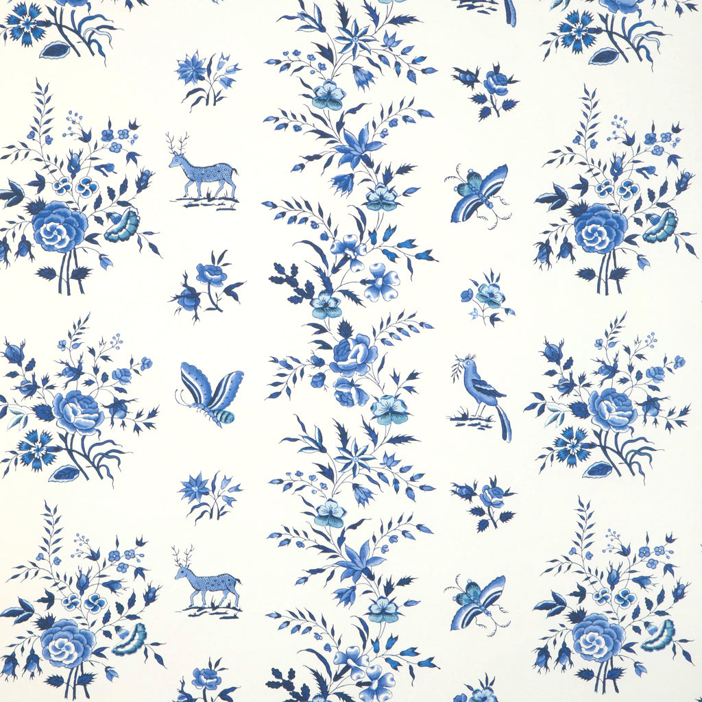 Aurel - Sky/Blue White By Brunschwig & Fils | Cadenet Wallcoverings |Animal/Insects Botanical & Floral Wallcovering Print
