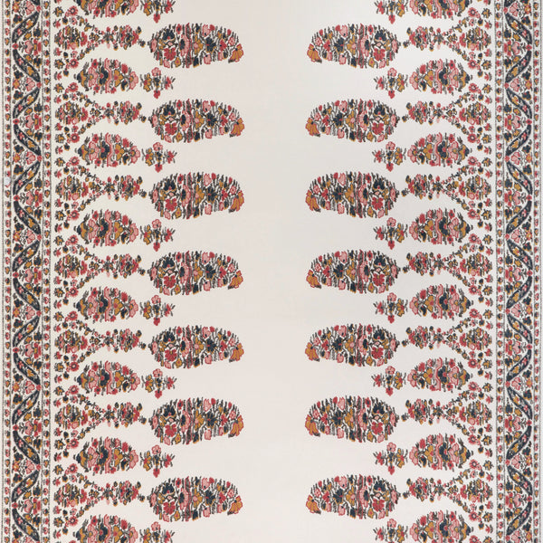 Visan - Teal/Rose White By Brunschwig & Fils | Cadenet Wallcoverings | Paisley Wallcovering Print