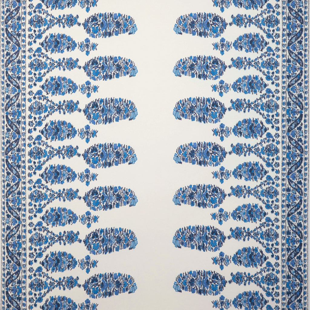Visan - Navy/Sky White By Brunschwig & Fils | Cadenet Wallcoverings | Paisley Wallcovering Print