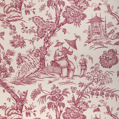 Marcel - Aubergine White By Brunschwig & Fils | Cadenet Wallcoverings |Chinoiserie Toile Wallcovering Print
