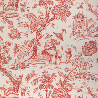 Marcel - Red White By Brunschwig & Fils | Cadenet Wallcoverings |Chinoiserie Toile Wallcovering Print