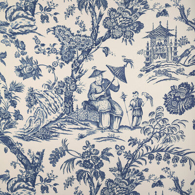 Marcel - Navy White By Brunschwig & Fils | Cadenet Wallcoverings |Chinoiserie Toile Wallcovering Print