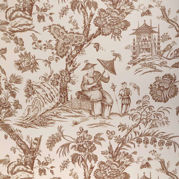 Marcel - Brown White By Brunschwig & Fils | Cadenet Wallcoverings |Chinoiserie Toile Wallcovering Print