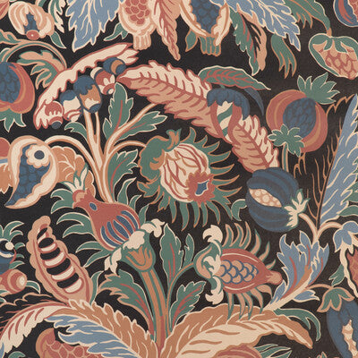 Villars - Ebony Black By Brunschwig & Fils | Madeleine Castaing Wallcoverings | Botanical & Floral Wallcovering Print