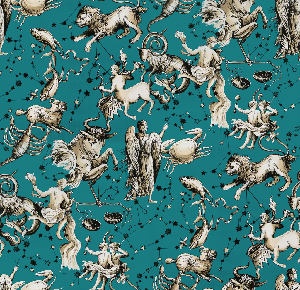 Cosmique - Teal Turquoise By Brunschwig & Fils | Celeste Wallcovering |Animal/Insects Novelty Wallcovering Print