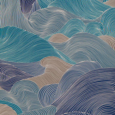 Tourbillon - Lapis Turquoise By Brunschwig & Fils | Celeste Wallcovering | Modern Wallcovering Print