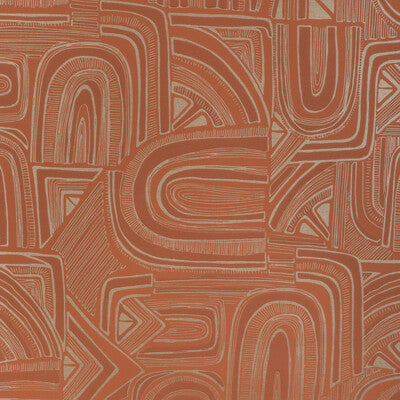Timbre - Citrine Orange By Brunschwig & Fils | Celeste Wallcovering |Modern Metallic Wallcovering Print
