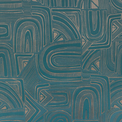 Timbre - Teal By Brunschwig & Fils | Celeste Wallcovering |Modern Metallic Wallcovering Print