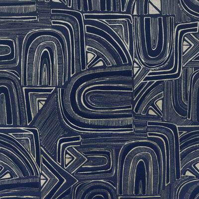 Timbre - Lapis Blue By Brunschwig & Fils | Celeste Wallcovering |Modern Metallic Wallcovering Print