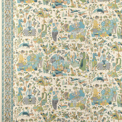 Shalimar - Aqua/Leaf Green By Brunschwig & Fils | La Menagerie Wallcovering |Chinoiserie Toile Wallcovering Print