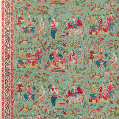 Shalimar - Jade/Rose Red By Brunschwig & Fils | La Menagerie Wallcovering |Chinoiserie Toile Wallcovering Print