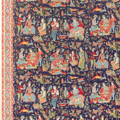 Shalimar - Navy/Red Dark Blue By Brunschwig & Fils | La Menagerie Wallcovering |Chinoiserie Toile Wallcovering Print