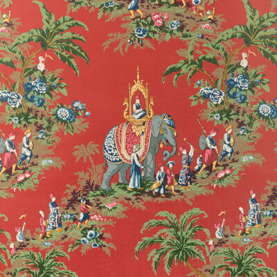 Beauport Promenade - Red By Brunschwig & Fils | La Menagerie Wallcovering |Chinoiserie Toile Wallcovering Print