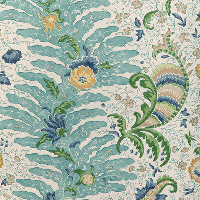 Samples and Purchasing available for Riviere - Aqua Turquoise By Brunschwig & Fils | La Menagerie Wallcovering | Botanical & Floral Wallcovering Print at Designer Wallcoverings and Fabrics