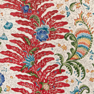 Samples and Purchasing available for Riviere - Red Blue By Brunschwig & Fils | La Menagerie Wallcovering | Botanical & Floral Wallcovering Print at Designer Wallcoverings and Fabrics