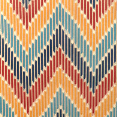 Cascade - Red/Blue Red By Brunschwig & Fils | La Menagerie Wallcovering |Flamestitch Stripes Wallcovering Print