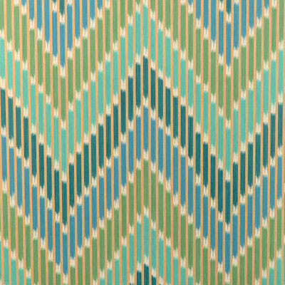 Cascade - Teal/Green By Brunschwig & Fils | La Menagerie Wallcovering |Flamestitch Stripes Wallcovering Print