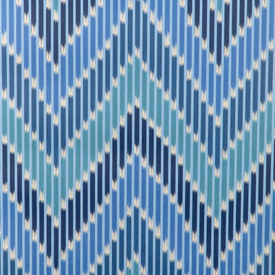 Cascade - Blue/Sky Blue By Brunschwig & Fils | La Menagerie Wallcovering |Flamestitch Stripes Wallcovering Print