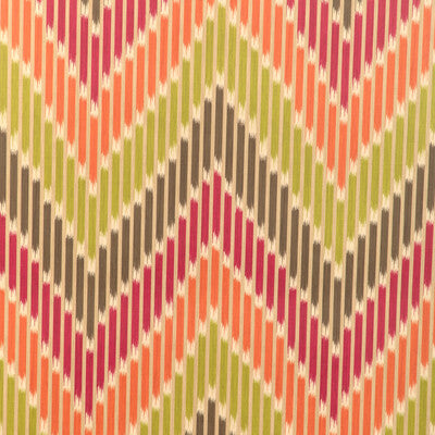 Cascade - Berry/Leaf Orange By Brunschwig & Fils | La Menagerie Wallcovering |Flamestitch Stripes Wallcovering Print